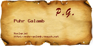 Puhr Galamb névjegykártya